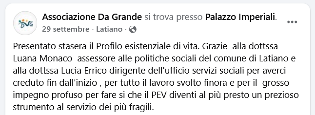 POST Facebook associazionedagrande